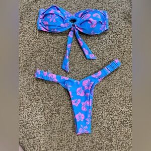 Blue and Pink Floral Bikini Set